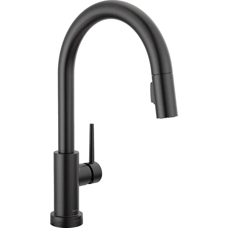 Delta Faucet Trinsic Matte Black Kitchen Faucet Touch, Touch Kitchen Faucets with Pull Down Sprayer, Kitchen Sink Faucet