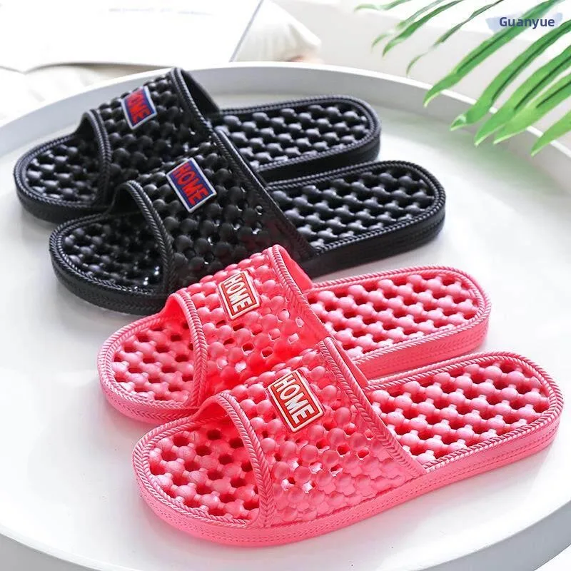 

Indoor Bathroom Slippers Men's Comfortable Home Slippers Women's Hollow out Massage Slip-Resistant PVC Bottom Summer Shower S...