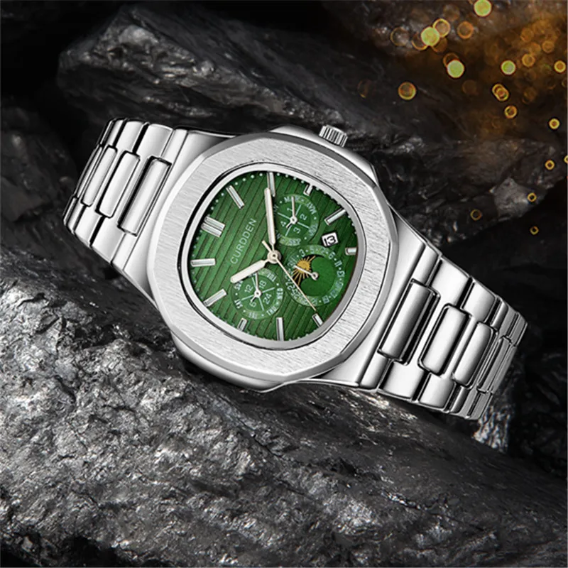 Men Original CURDDEN Famous Brand Designer Watches Fashion Alloy Band Date Vintage Luxury Watch sss Supply Montre Homme Silver