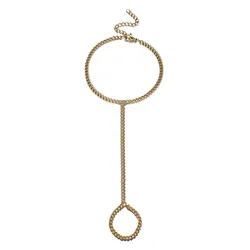 MinaMaMa Stainless Steel Flat Link Chain Finger Wrist Chain Bracelets For Women Finger Hand Chain Wrist Crawler Arm Jewelry