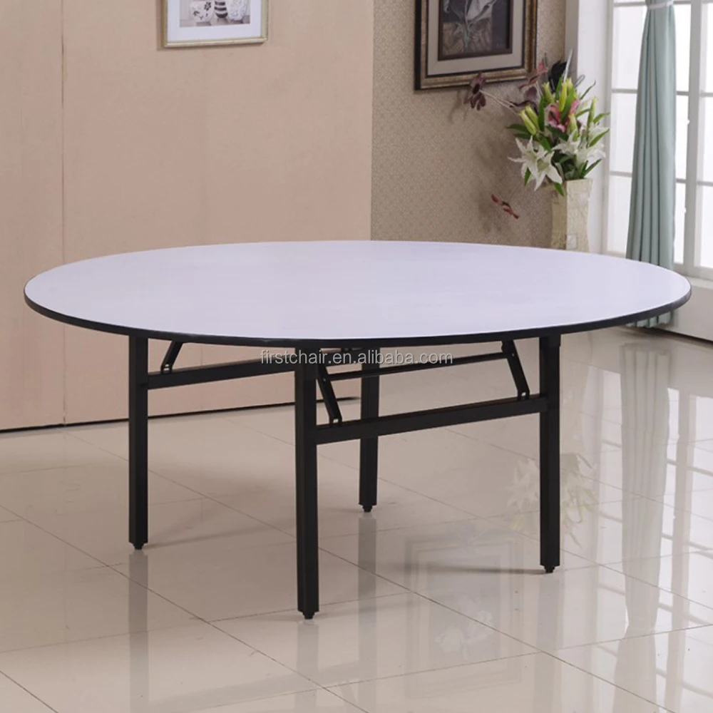 

Round Banquet Folding Legs Strong and Durable Plywood Restaurant Dining PVC Table for Events