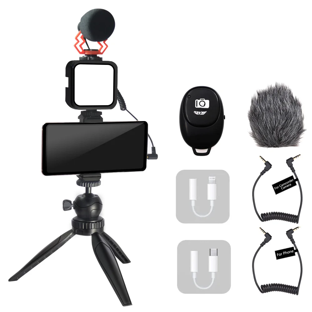 

MCO-VM-D02 Microphone + D49R Mini LED filling light Mobile phone live recording Portable external shooting combination