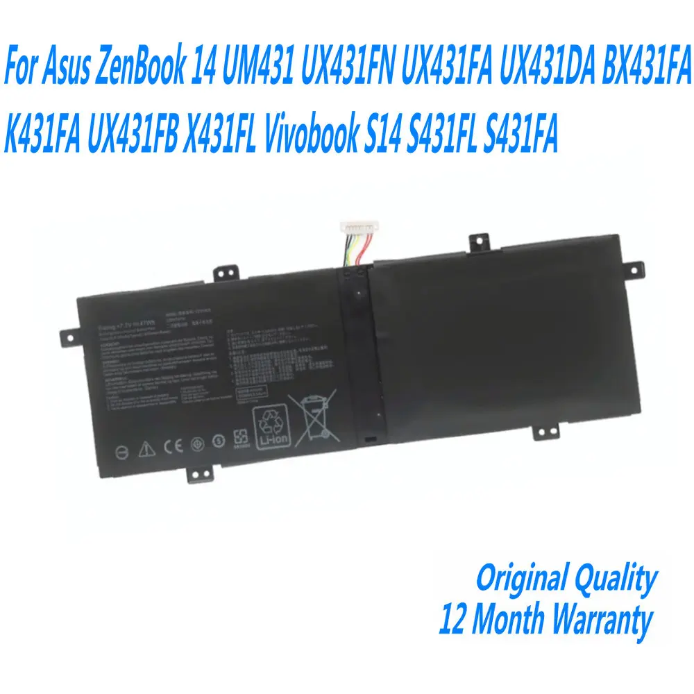 New C21N1833 Battery For Asus ZenBook 14 UM431 UX431FN UX431FA UX431DA BX431FA K431FA UX431FB X431FL Vivobook S14 S431FL S431FA