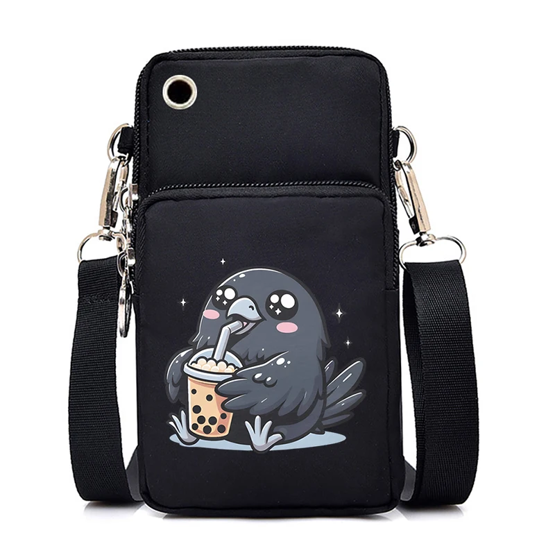 Dog Boba Tea Anime Ladies Mobile Phone Bag Small Shoulder Crossbody Bag Mini Wallet Casual Telephone Messenger Bag Wallet Purse