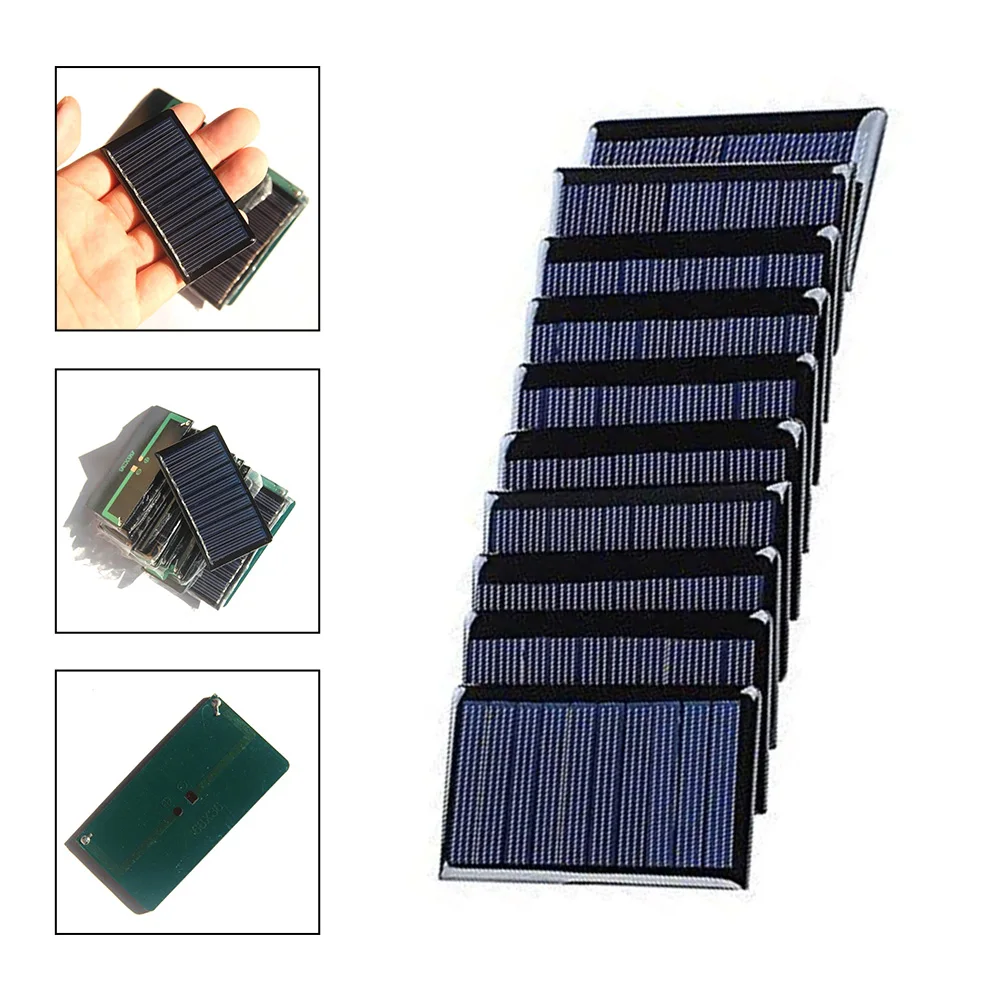 10Pcs 5V 60mA Solar Panel Polycrystalline Solar Battery Charger DIY 68x36mm 0.3W Solar Panel Glue Board DIY Learning Toy Board