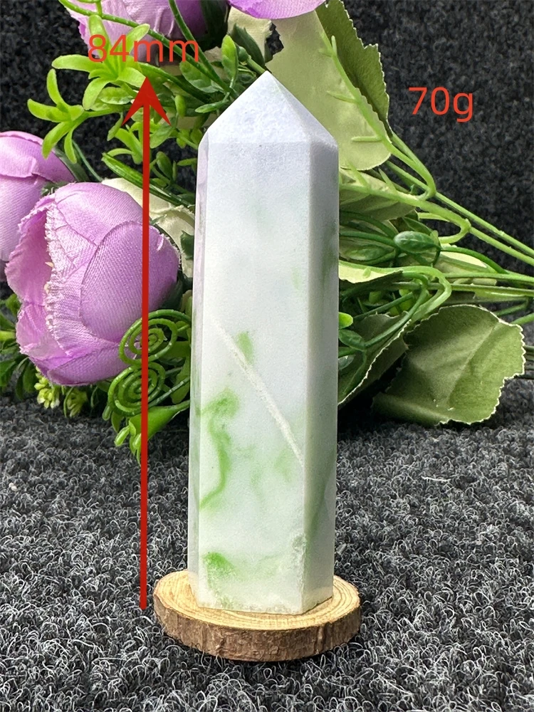 Natural Green Agate Magic Wand Energy Gem Six Siege Point Obelisk Crystal Point Pillar Carving Exquisite Treatment Aura Prayer f