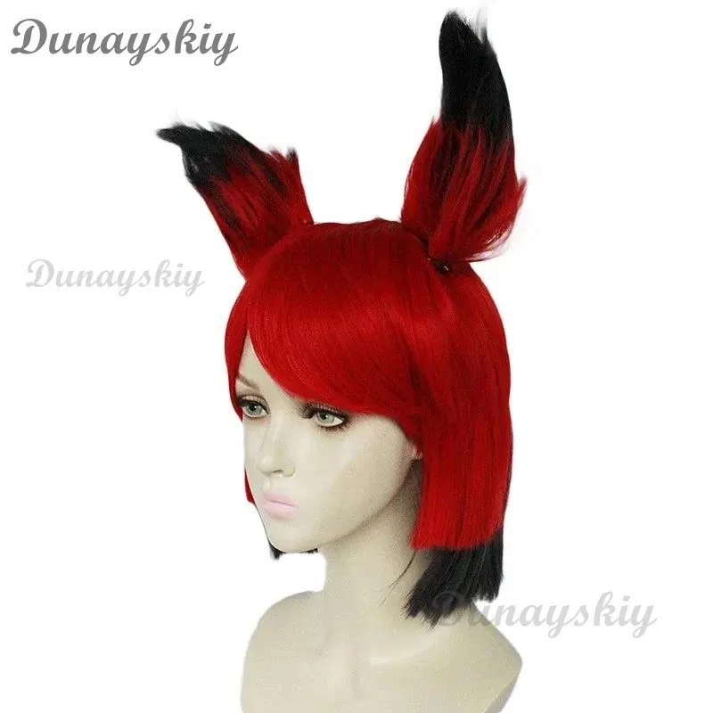 Nuevo Hazbin Cosplay Hotel ALASTOR pelucas de Cosplay accesorios para el cabello con gafas sombreros Halloween carnaval Navidad accesorios de disfraces