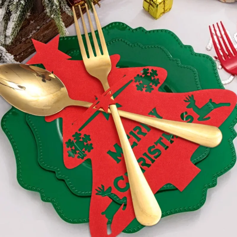 3/30PCS Christmas Cutlery Covers Xmas Tree Felt Knife Fork Set Holder Tableware Holder Mats New Year Christmas Party Decoration