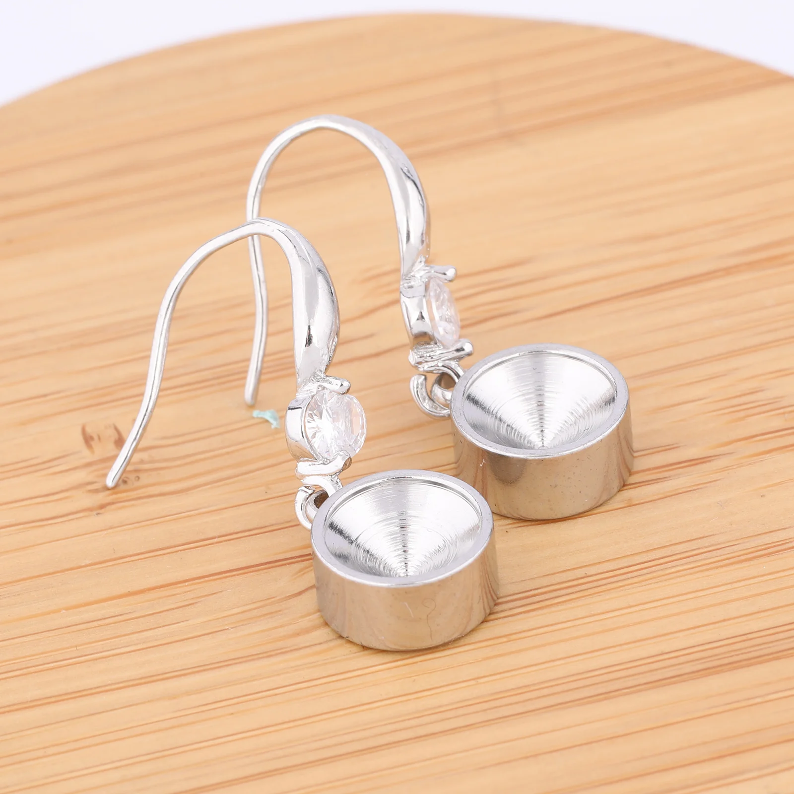 6pcs Stainless Steel Earring Bezel Setting Blanks For Ss39 Crystal Stones Diy Zircon Stone Earrings Hooks Findings