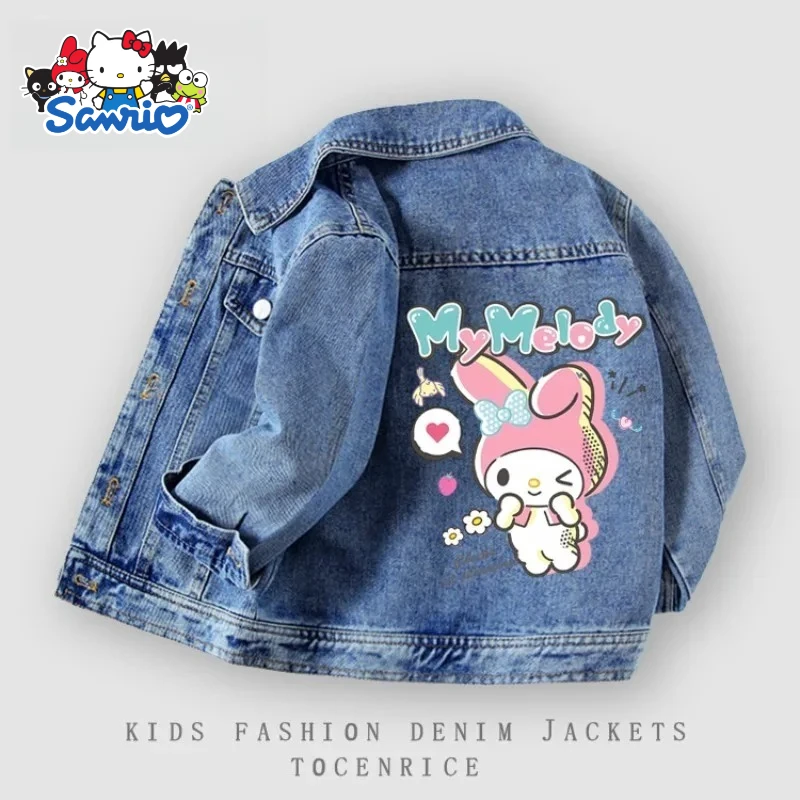 

Sanrio Hello Kitty Kulomi Denim Jacket Spring and Autumn Foreign Style Girls Fashionable Melody Versatile Clothes Holiday Gifts