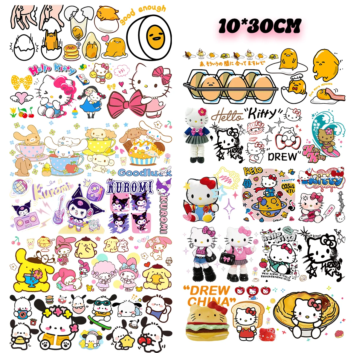 

30cm Sanrio Cute Hello Kitty Kuromi Easy Peel Waterproof DIY Decals Uvdtf Crystal Stickers Uv Dtf Tumbler Cup DIY Wraps Sticker