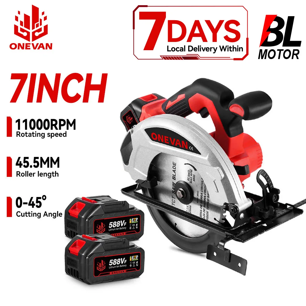 ONEVAN 4000W scie circulaire électrique sans brosse 11000 tr/min 8 pouces outil électrique de coupe du bois à main sans fil pour Makita broche de batterie 18V