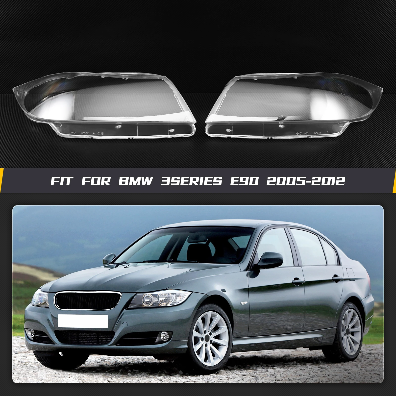 1 Paar Scheinwerferabdeckungen für BMW 3er Serie E90 E91 2005-2012 Transparente Xenon-Scheinwerferabdeckung Scheinwerferlinse Links & Rechts