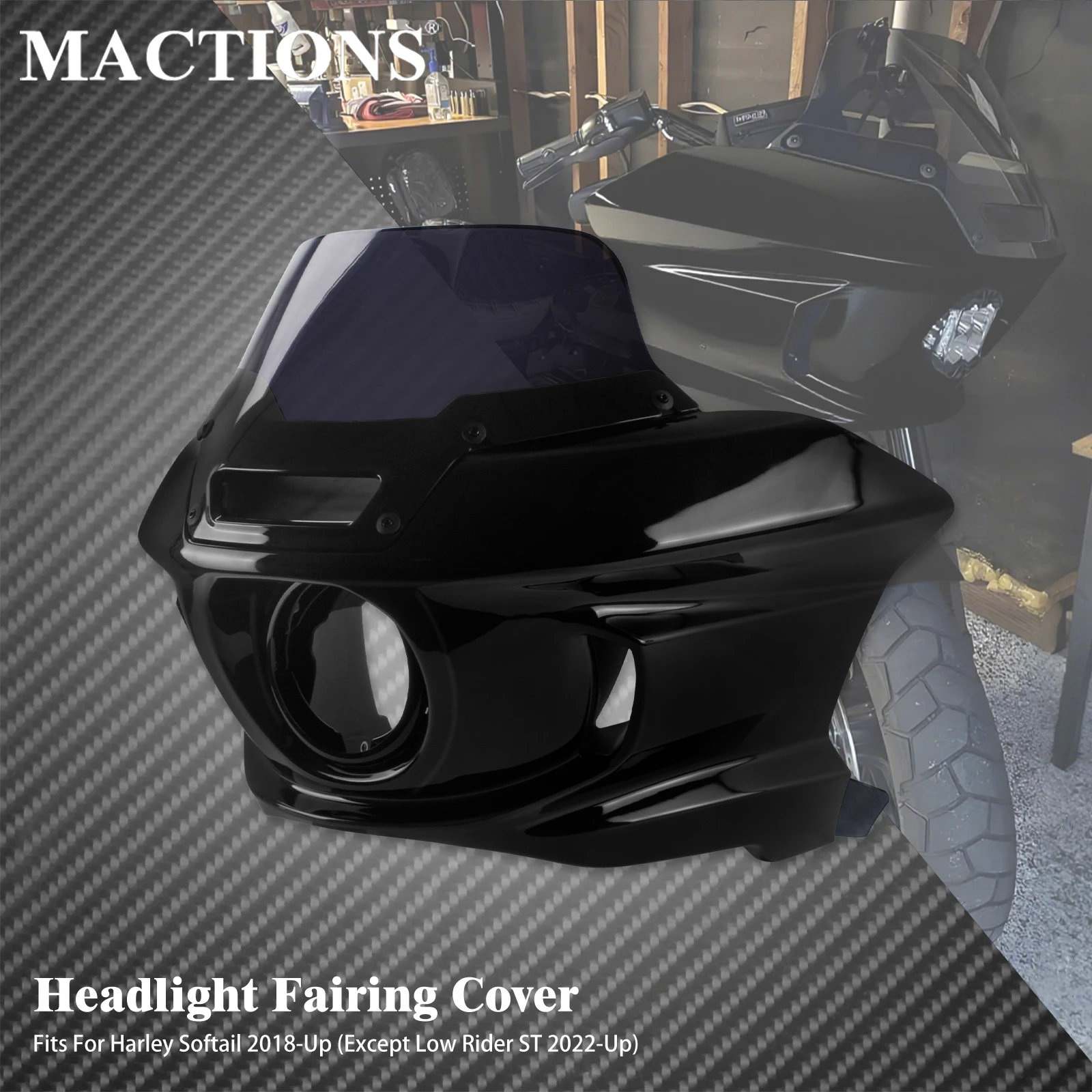 

Motorcycle Headlight Fairing Cover Front Mask Head Light Mount Kit For Harley Softail 2018-up Low Rider 2022-2025 ST EL DIABLO