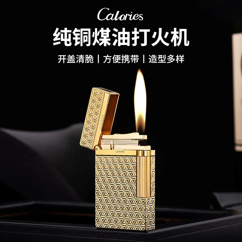 2024 High Quality Brass Gas Lighters Engraved Tobacco Smoking Different Cigarette Tools For Men Boyfriend Dad Gifts