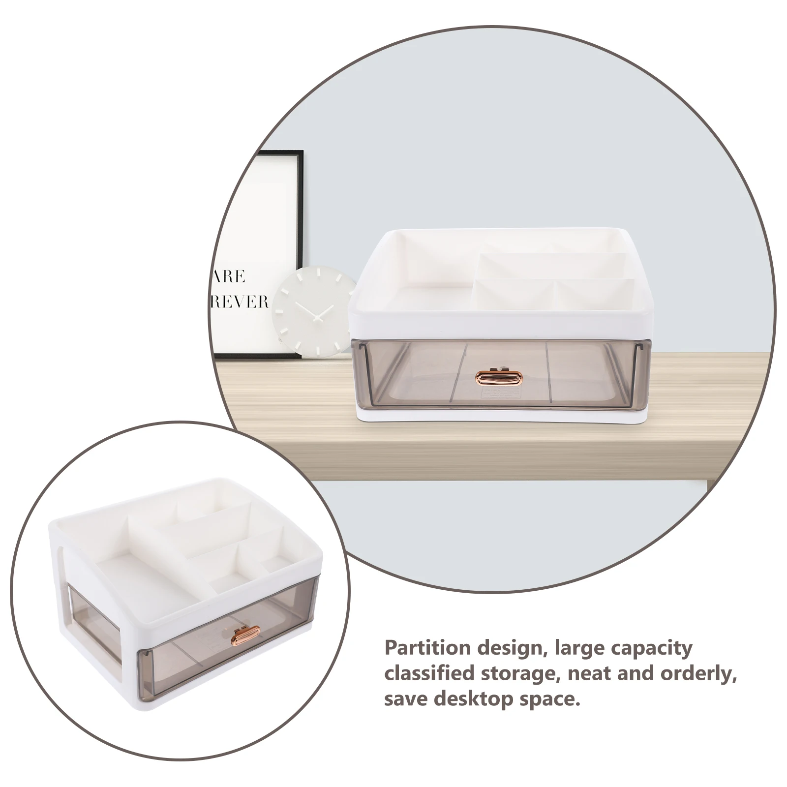

Desktop Storage Box Large Capacity Office Organizer Dividers Holder Bedroom Table PP Plastic Container Stationery