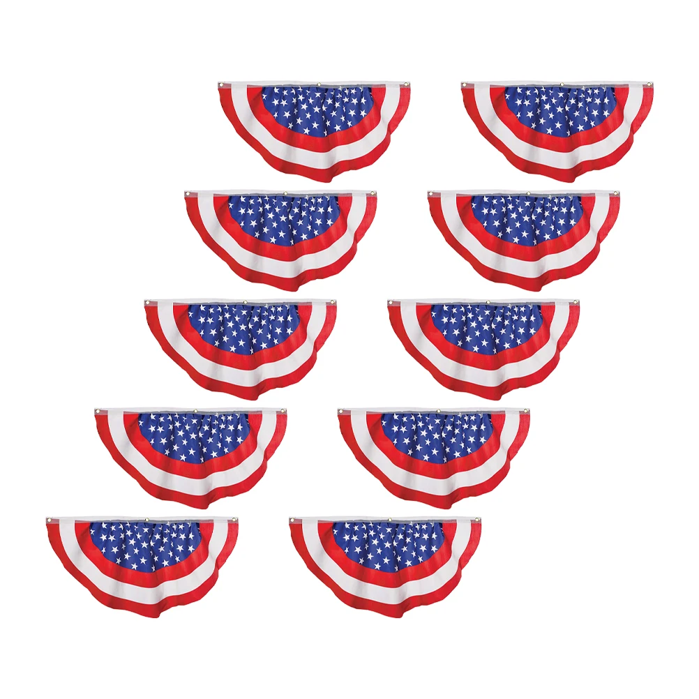 

10 Pcs American Flags Decorative Independence Day Banner Garden Party Half Circle Flags Sector nament Bright Color