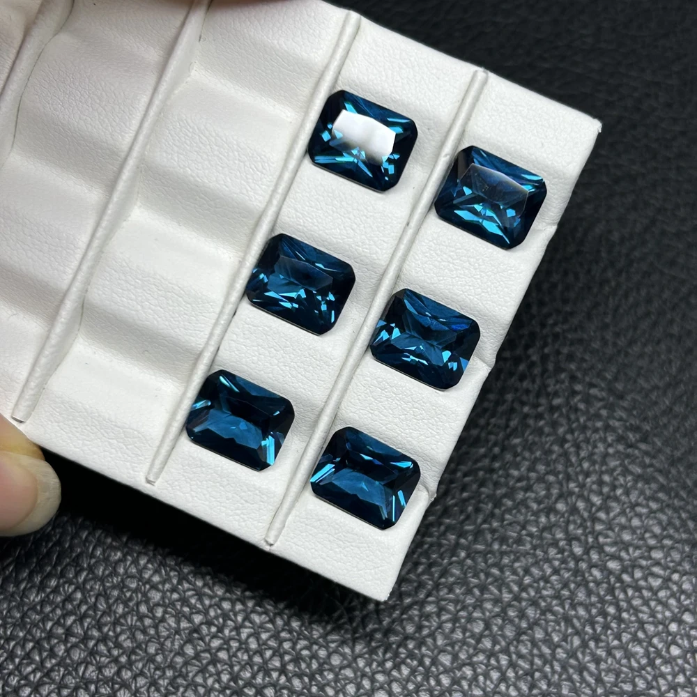 8x10mm Emerald Cut Nano Lab Grown Octagon London Blue Nano Crystal Stones