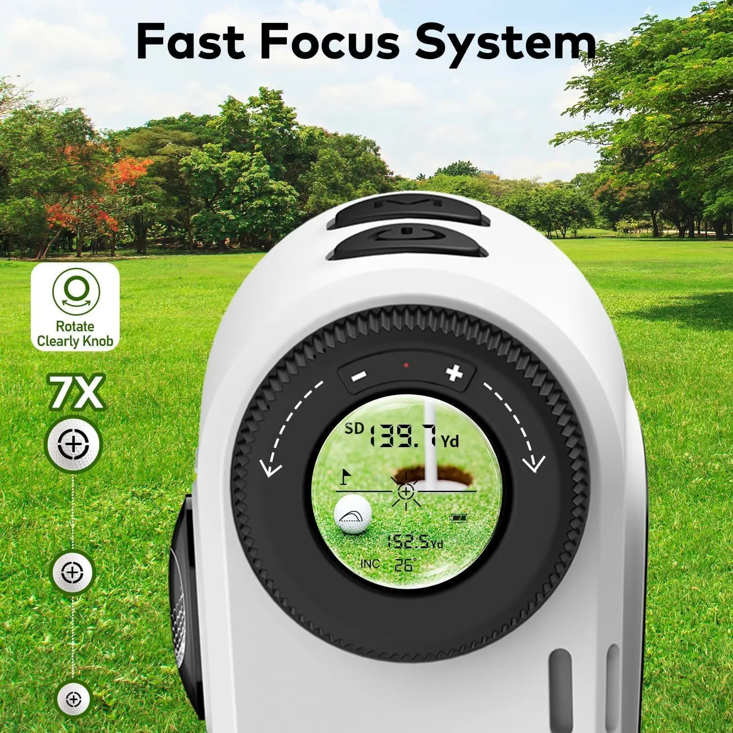 KOKVP Golf Rangefinder 7X 905nm 1200 Yard Multifunctional Rangefinder Monocular Telescope with Slope Compensation Flag Lock Vibration USB Rechargeable for Golfer and Outdoor Measuring view 4