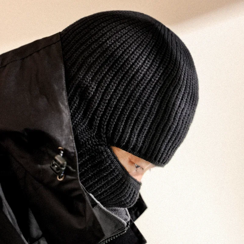 Multi Purpose Ski Mask Balaclava 2In1 Knitted Beanie For Men Winter Tactical Cycling Full Face Hat With Built In Ear Protection