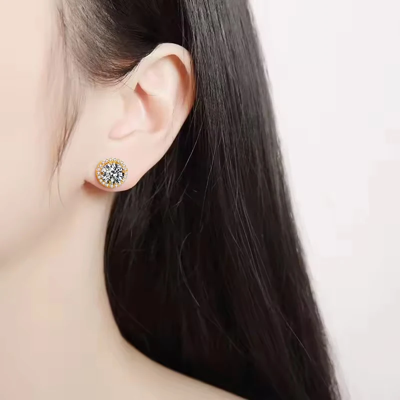 

Ehhai 0.5-1CT Round Cut Moissanite Piercing Stud Earrings for Women Aretes with GRA Certificated Fine Jewelry Anniversary Gifts