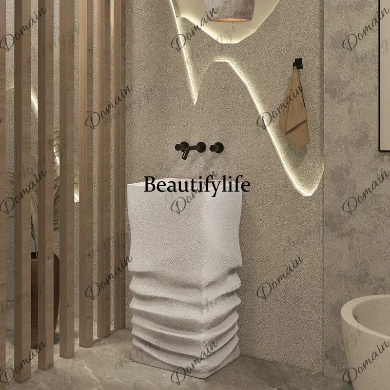 TGB Japanese wabi-sabi wind, column basin floor-to-ceiling integrated art wash basin, personality, face wash table