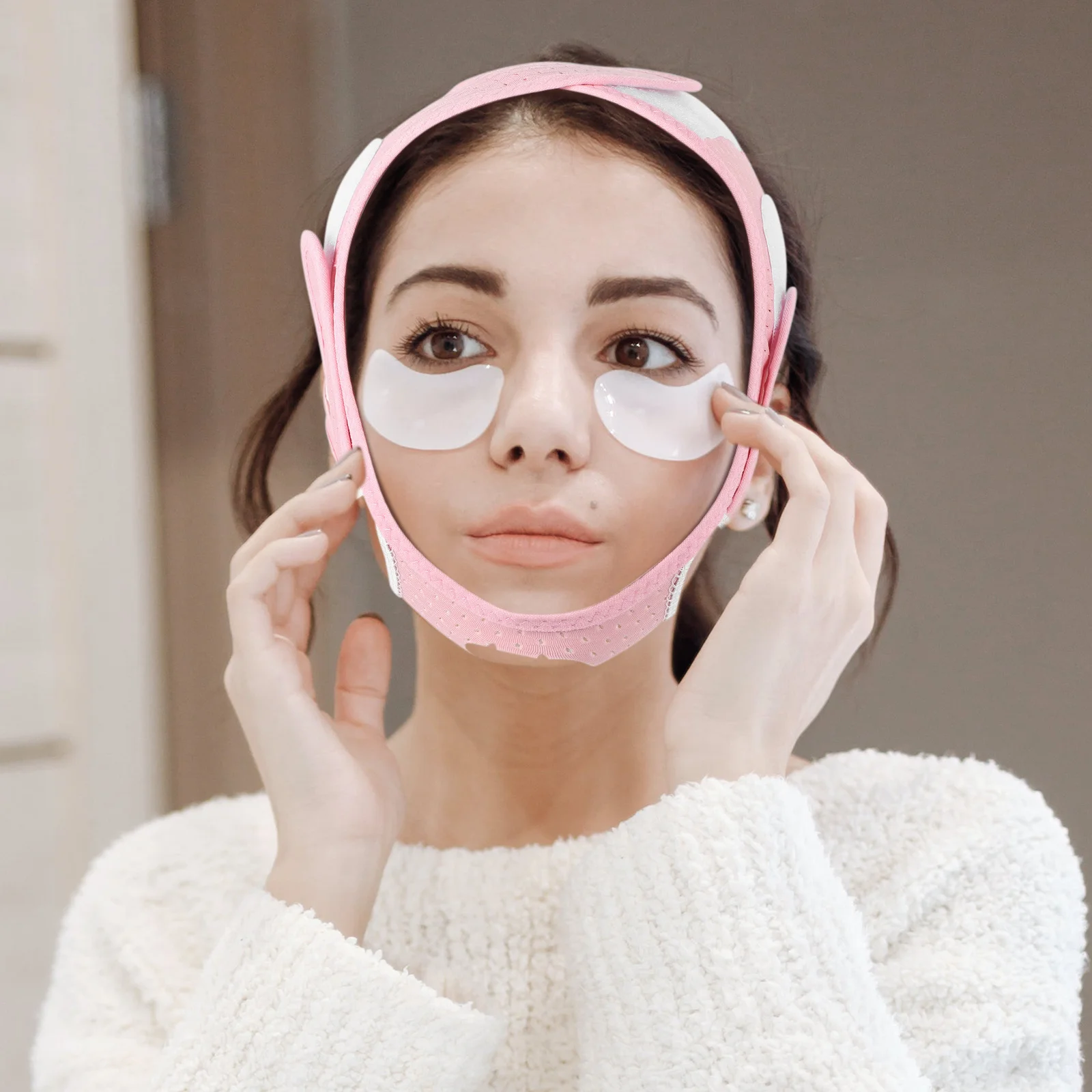 แถบยกกระชับใบหน้าป้องกันการหย่อนคล้อยปรับปรุงเส้นบนใบหน้าความงามหน้ากากยกกระชับใบหน้า