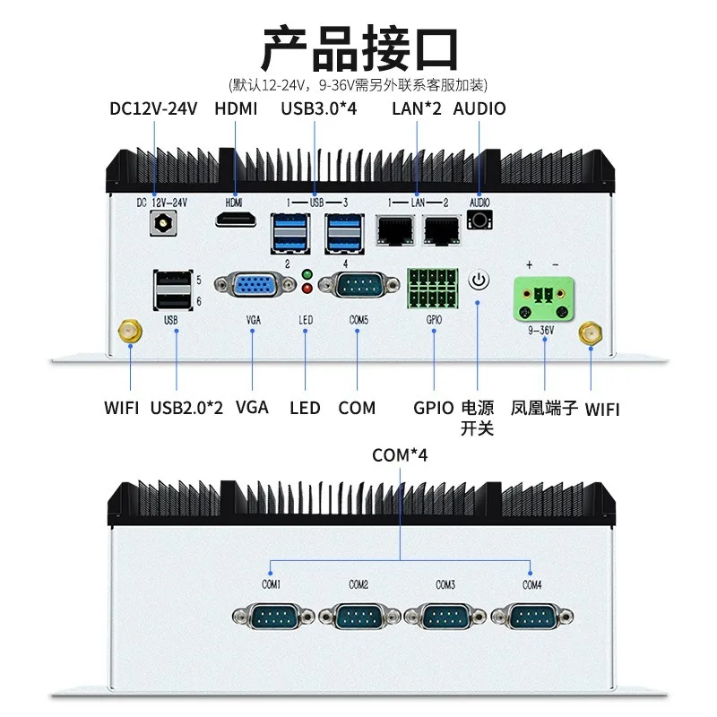 Industrial control small host mini industrial computer, tenth generation dual network port five serial port micro embedded