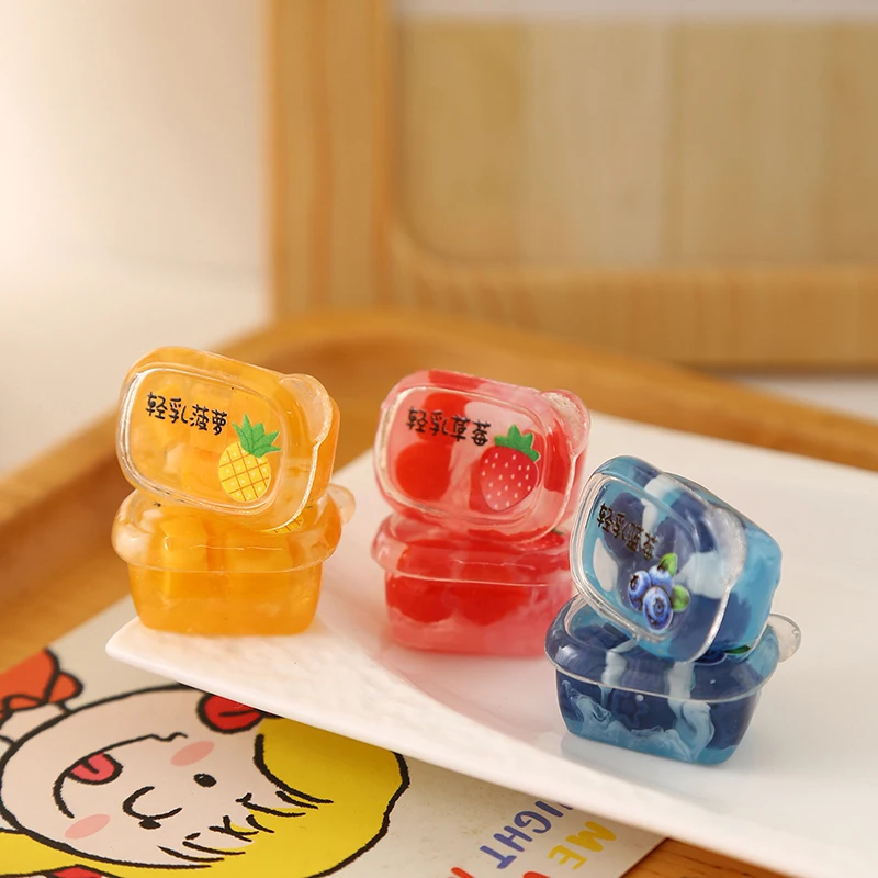 3pcs Dollhouse Mini Supermarket Plastic Sealed Fruit Combination Model Simulated Food Decoration