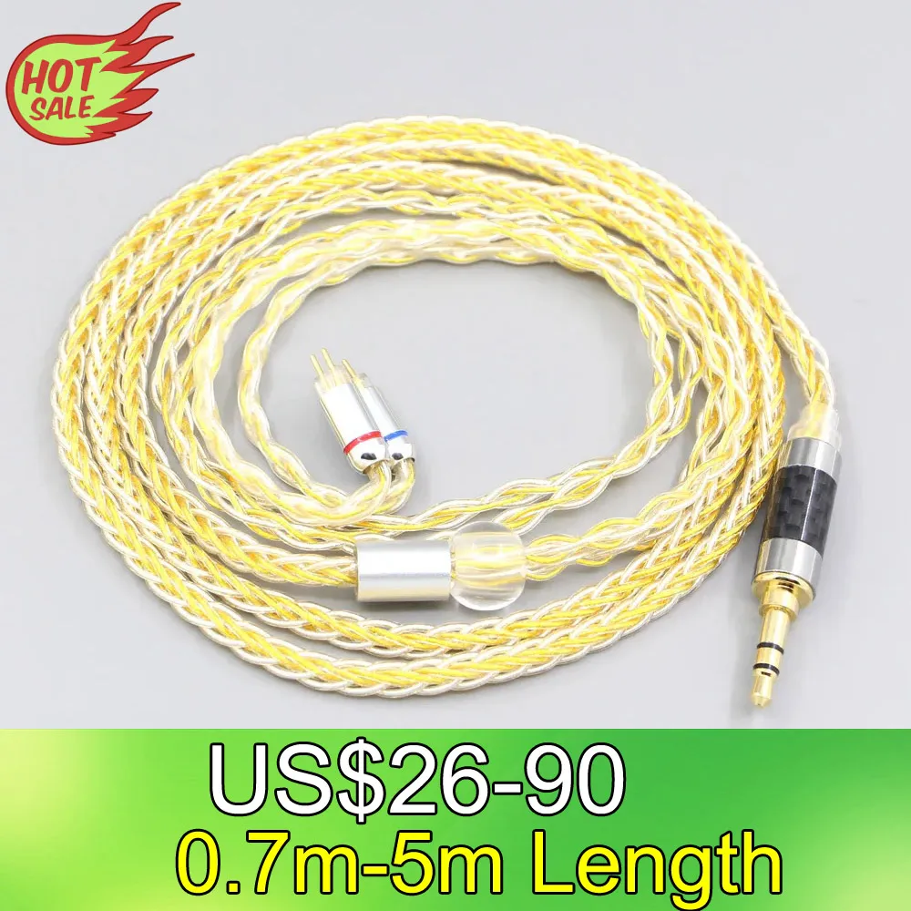 

LN007295 8 Core OCC Silver Gold Plated Braided Earphone Cable For 0.78mm BA Custom W4r UM3X UM3RC JH13 High Step