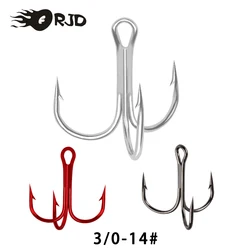 ORJD 10pcs Fishing Hooks Black Nickel Triple Hook Size 3/0-12# Anchor Hook Barbed Treble Hook High Carbon Steel Fishing Tackle