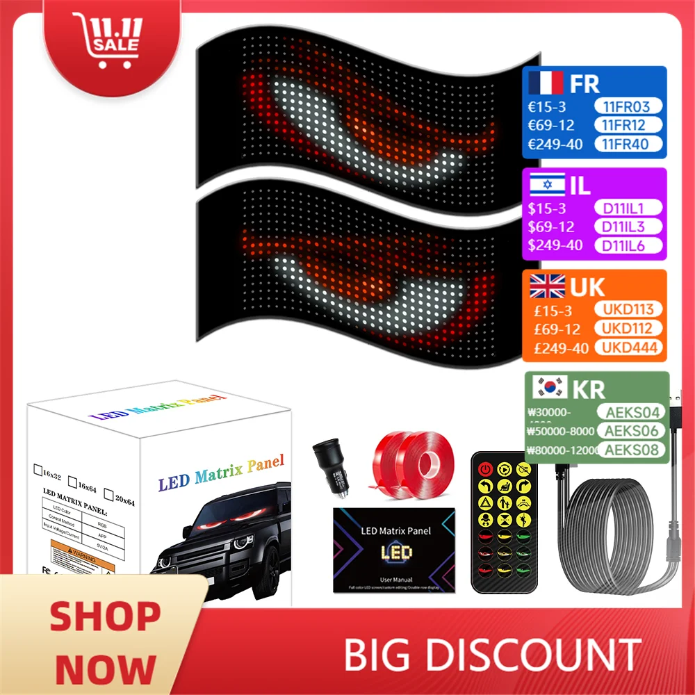 

Devil's Eye LED Truck Sign Remote Control scrolling Animation LED Matrix Pixel PanelLED Display Light for Car Truck windshield