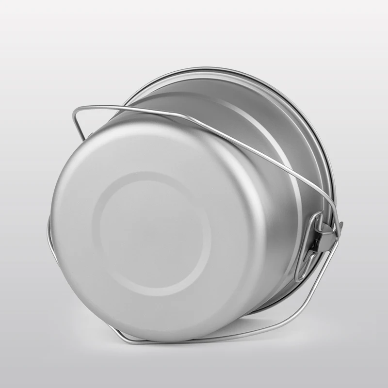 Titanium Hanging Pot with Steaming Rack & Folded Handle Camping Cooking Pot Soup & Stock Pots