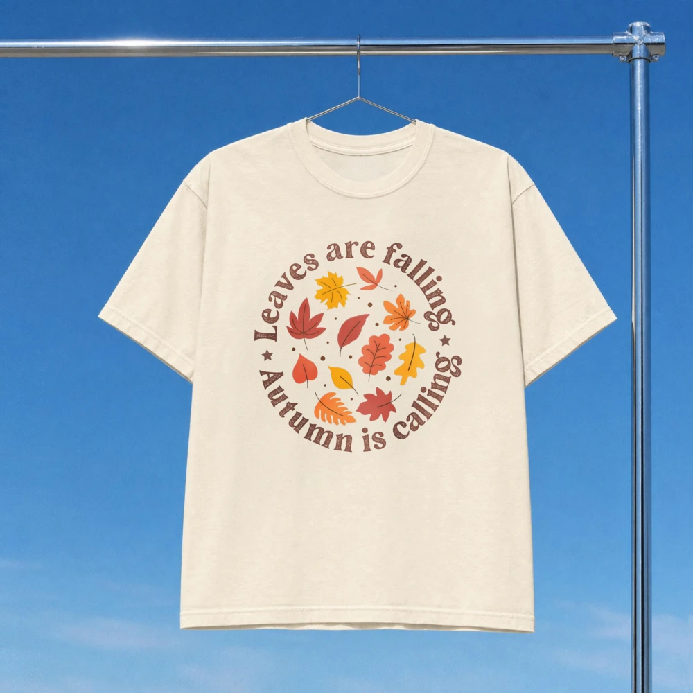 Fashion Autumn Leaves T-Shirt Unisex Boho Fall Tee Trendy Cotton Casual Tops Autumn Is Calling Leaves Shirt Seasonal Lover Tees