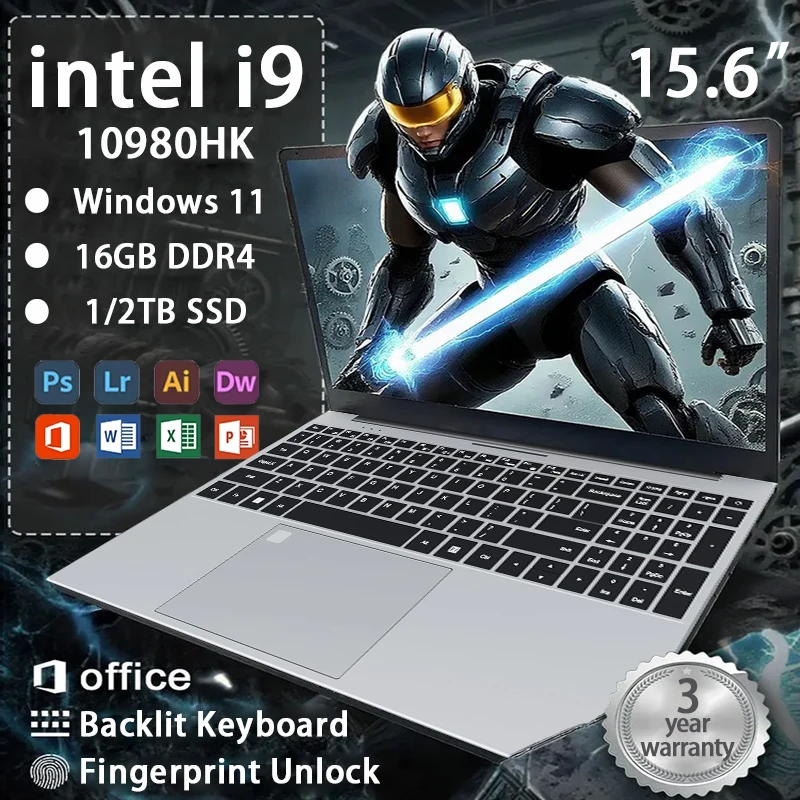 

15.6 inch laptop Intel Core i9 10980HK Windows 11 16GB DDR4 1TB 2TB SSD Office Study Business Gaming laptops Pc Gamer Computer