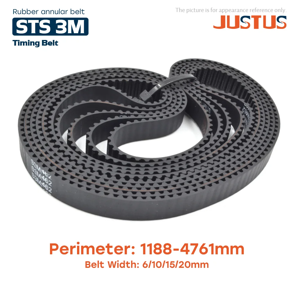 

STD S3M Closed Loop Rubber Timing Belt Lp=1188/1203/1221-4750mm Width 6/10/15/20mm Synchronous Toothed Belts Arbitrary Cutting