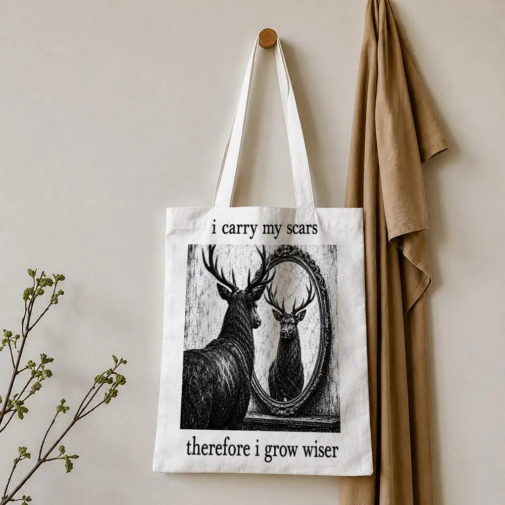 Inner Strength Animal Reflections Storage Bags Tote Bag Reusable Shoulder Shopping Foldable For School Work Travel Daily Use