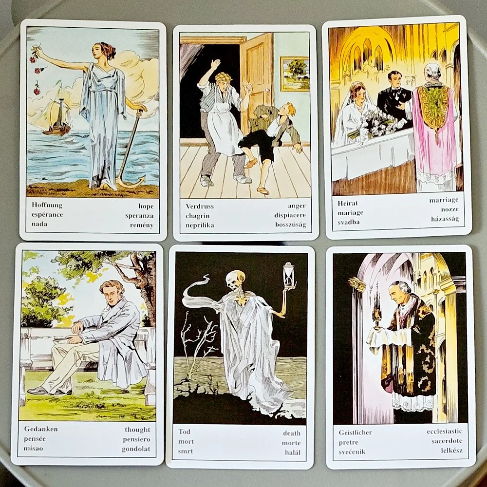36 Pcs Classic Oracle Cards 9*6cm Vintage Traditional Gypsy Cards with Multilingual Meanings & Zodiac Constellation Backs