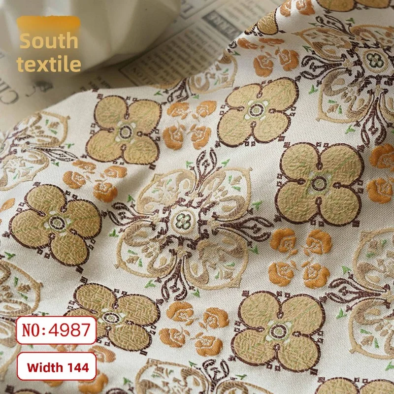 Yarn Dyed Four Leaf Clover Jacquard Fabric for Cheongsam Vest Coat Design Cloth Handmade Diy By The Meter Sewing Material