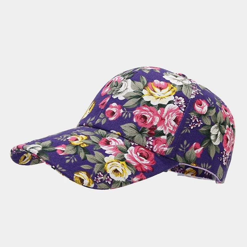 Vintage Flower Baseball Caps Elegant Fashion Sun Hats Women Garden Party Wedding Casquette Trendy Visors Cap Floral Printing Hat