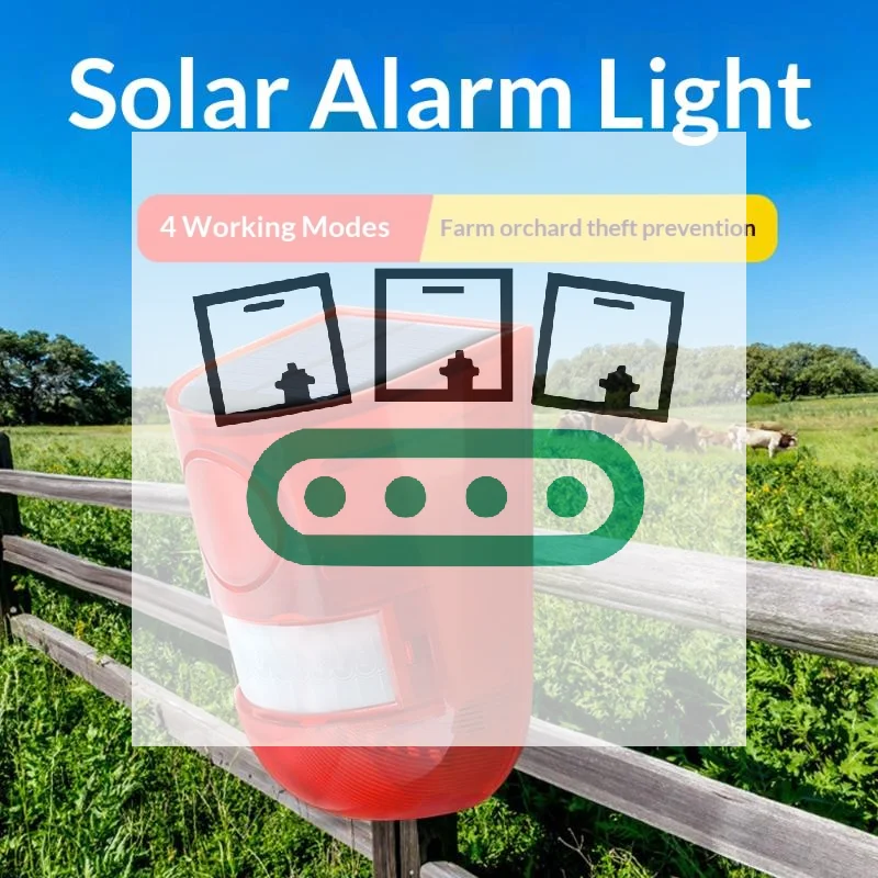 Home Yard Security - Zonne-aangedreven infrarood bewegingssensor detector sirene stroboscoop