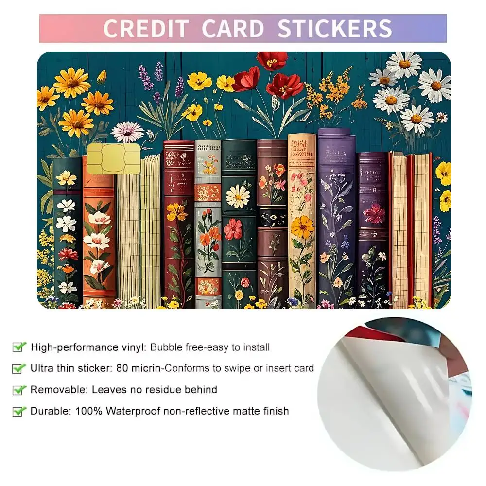 Spring Flower Book Card Skin Stickers Matte Suitable For VISA Card Bus And Subway Contactless IC Cards