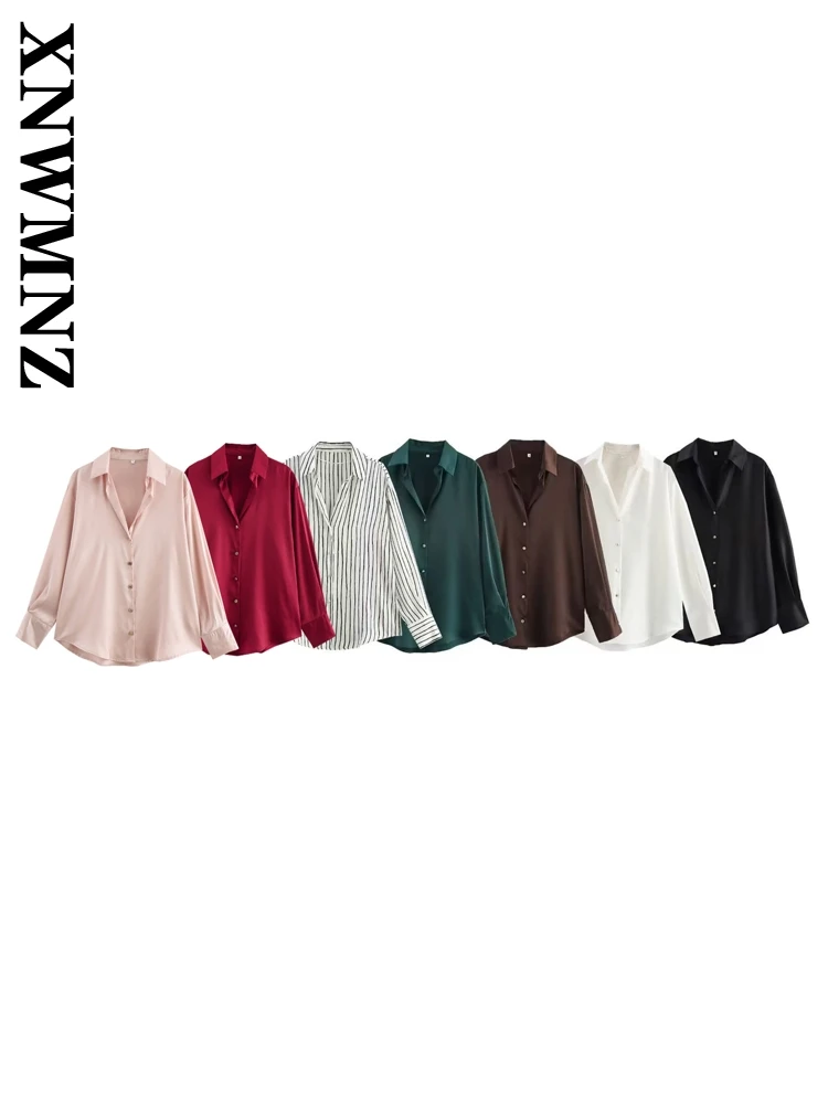 

XNWMNZ 2025 Spring Lady Trendy Long Sleeve Shirt Top Edgy Female Solid Color Turn-down Collar Coat Ruffles Loose Fit Outerwear
