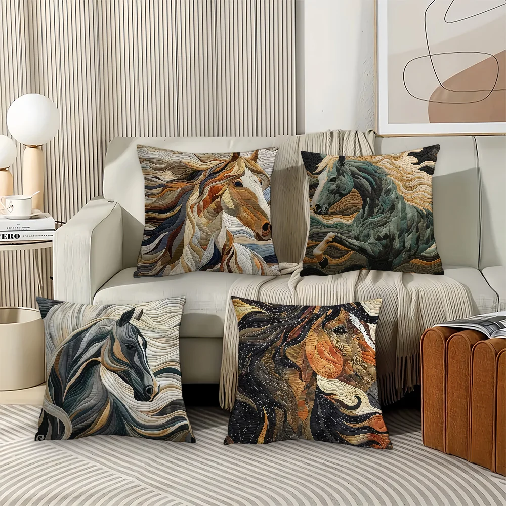 Stylish Horse art cool Pillow Case Office Cushions Suitable For Sofa Car Bedroom Decorative Cushion Cover