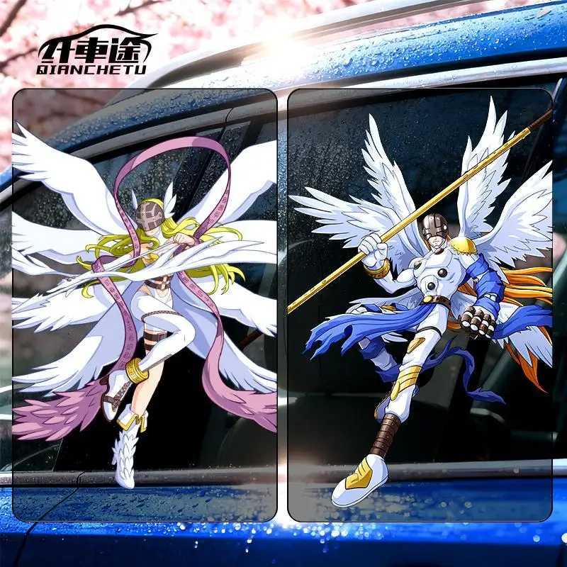 Digimon Car Sticker Cute Fashion Cartoon Creative Kawaii Angemon Scratch Cover Decorative Sticker Birthday Gift for Friends view 2