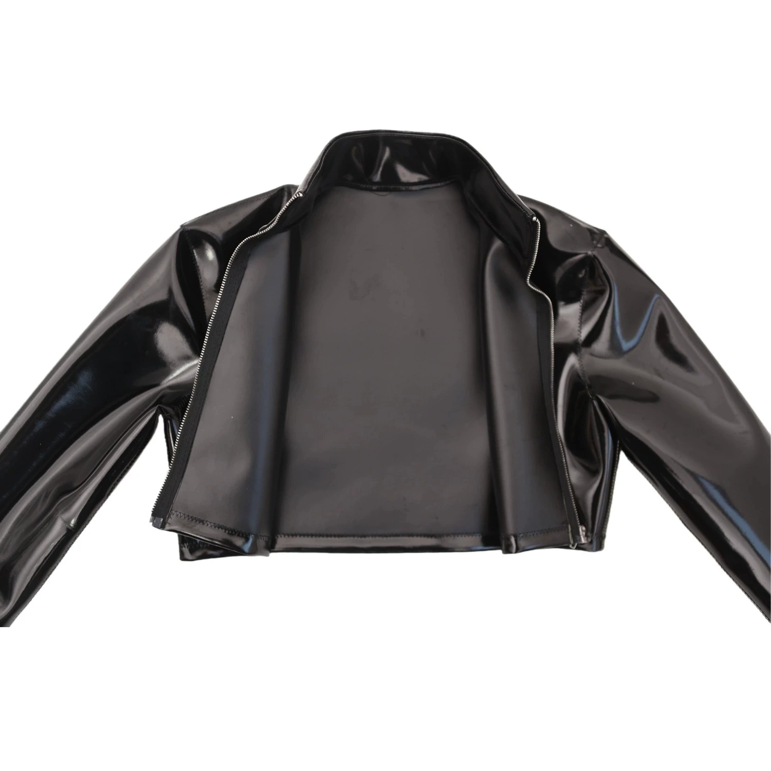 Men Short Jacket Topcoat Reversible Long Sleeve TShirt Shiny Matt Double Sided PU Leather Motorcycle Performance Top Short Coat