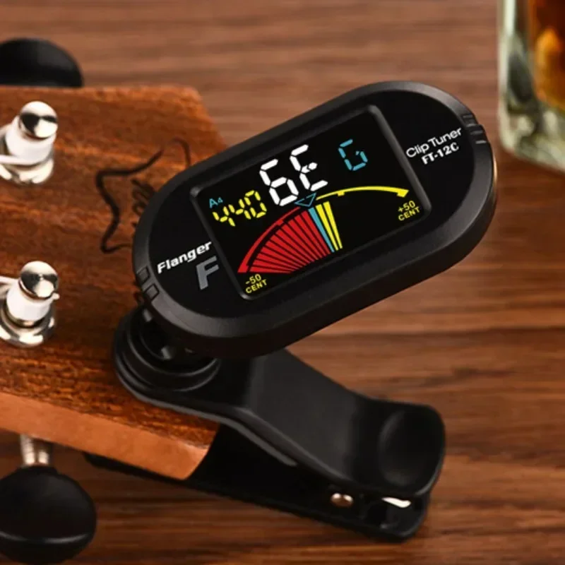 Flanger FT-12C Guitar Tuner Colorful Screen Chromatic Tuner with Clip Mount Display Tuner Guitar Bass Ukulele Violin Accessories