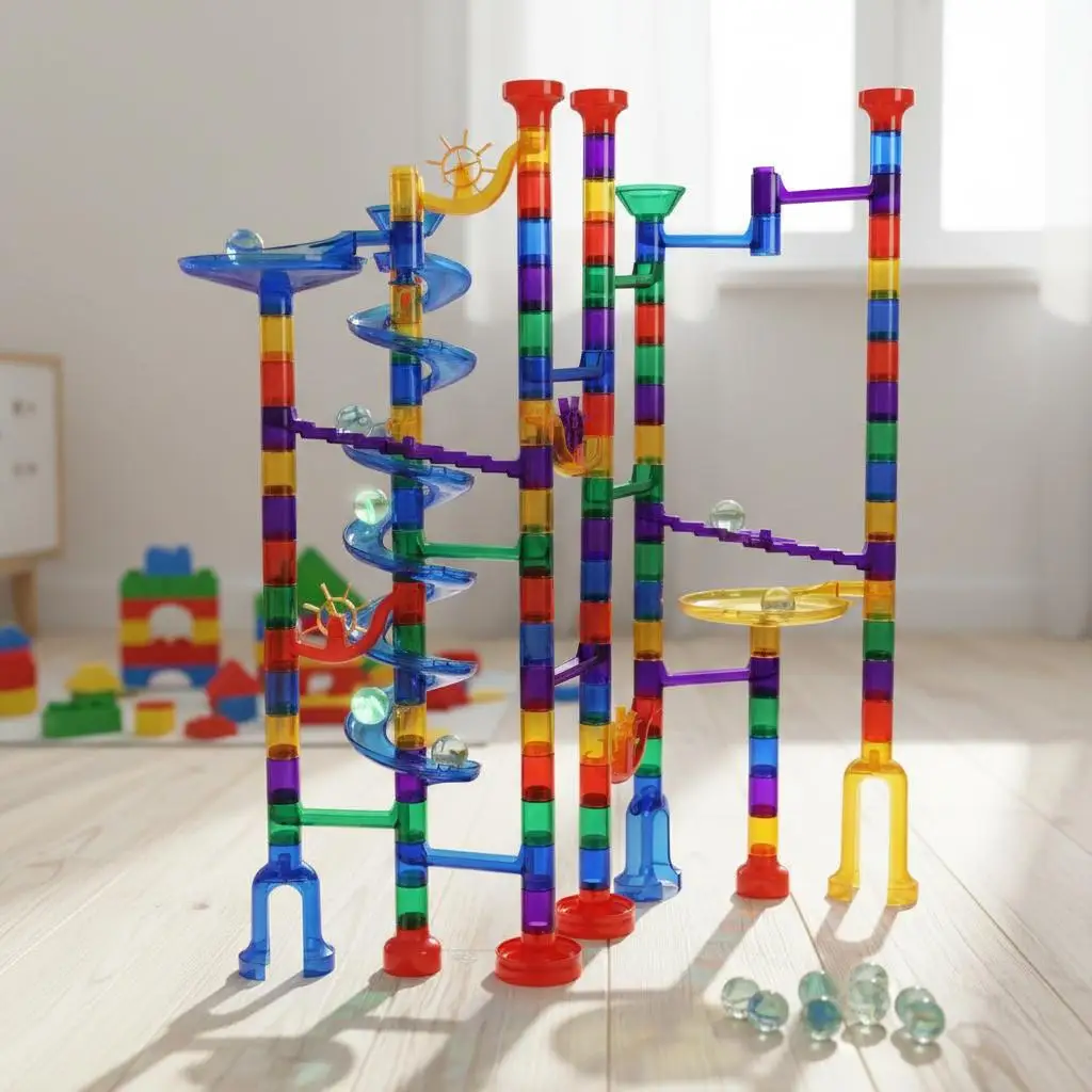 

Educational Construction Maze 145 Pcs For Indoor Playroom, Early Childhood Center, Family Gathering, Luminous Marbles Include