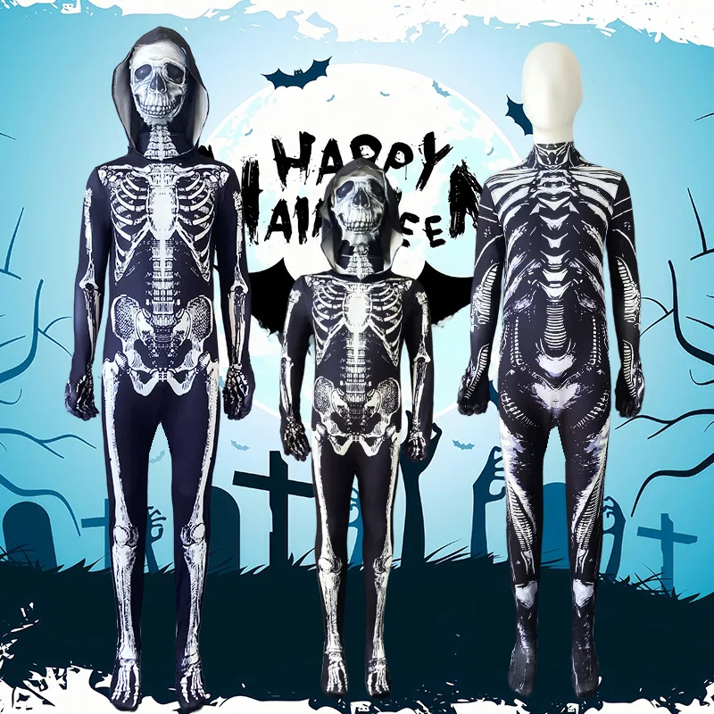 

Children's loween Cosplay Costume Skeleton Terror Skeleton Onesie Parent-Child Tight-Fitting Par Wear Polyester Fiber