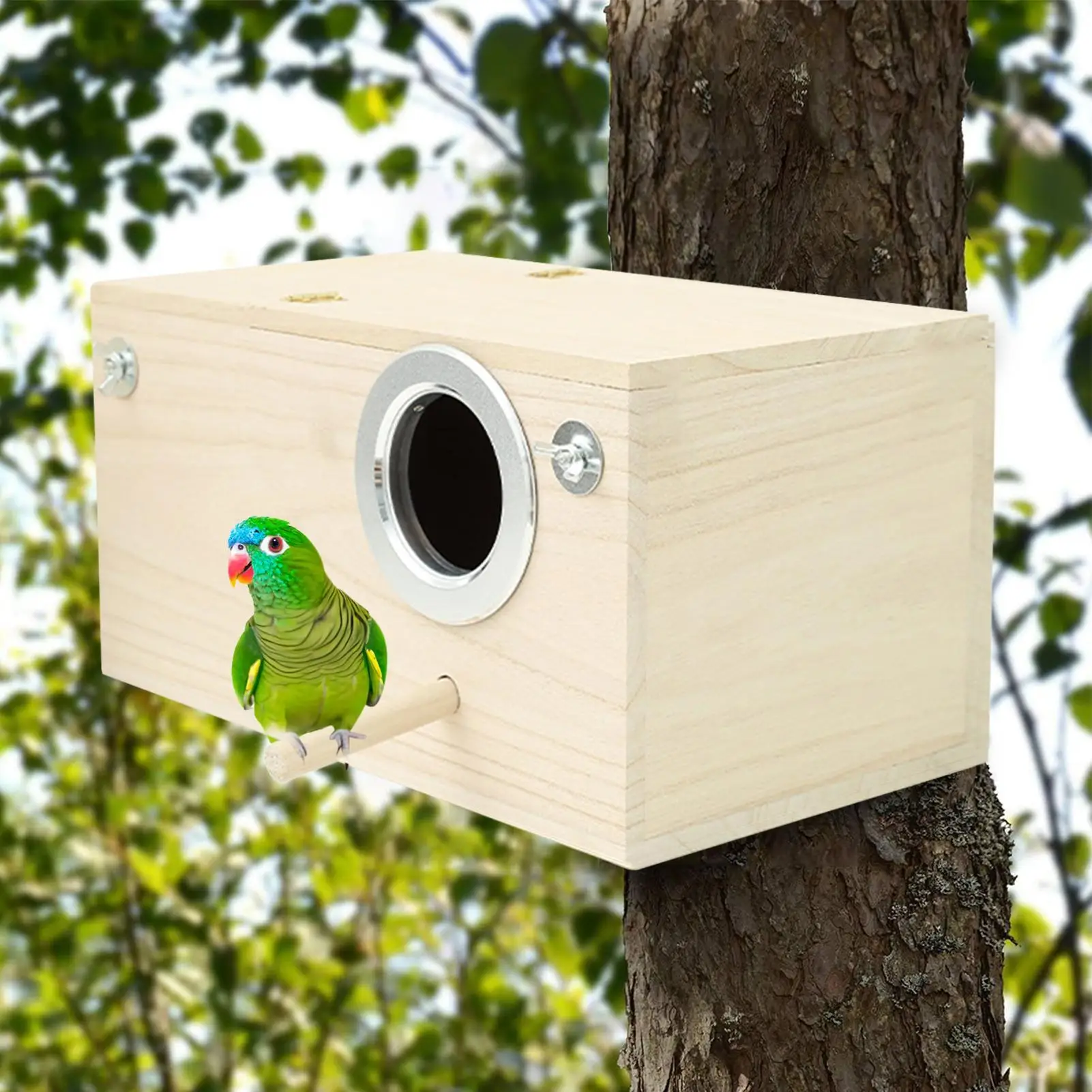 Bird Nest House Box Wood Parakeet Bird Nest House For Nesting Bird House With Perch Stand Parrot Nesting Mating Box For Conure